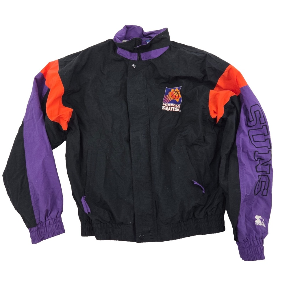 VTG Starter Phoenix Suns Full Zip Nylon Windbreaker Jacket Mens Medium 90s NBA